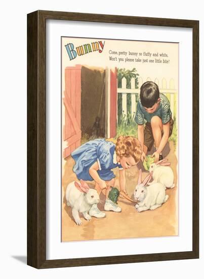 Bunny, Children Feeding Rabbits-null-Framed Art Print
