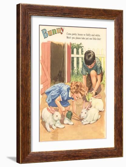 Bunny, Children Feeding Rabbits-null-Framed Art Print