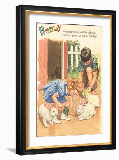 Bunny, Children Feeding Rabbits-null-Framed Art Print