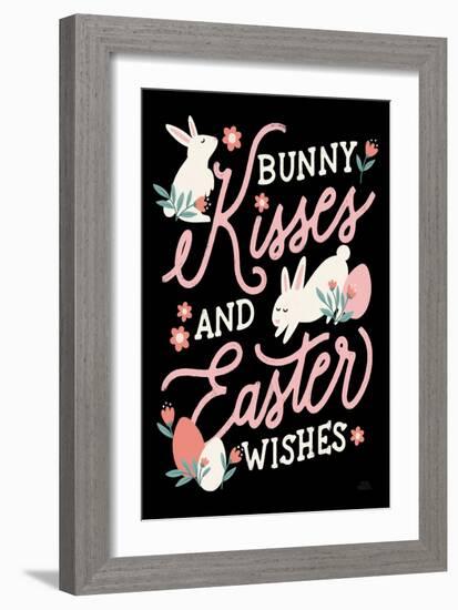 Bunny Kisses II Black-Laura Marshall-Framed Art Print