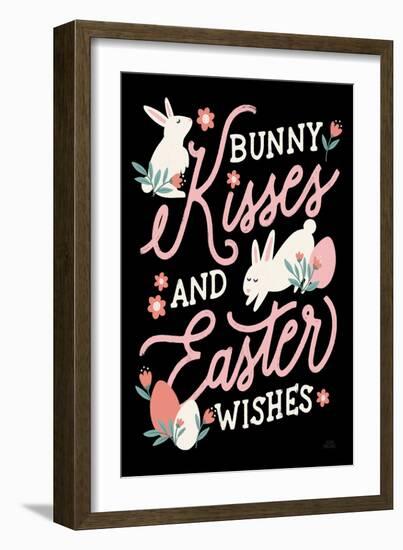 Bunny Kisses II Black-Laura Marshall-Framed Art Print