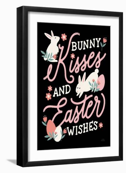 Bunny Kisses II Black-Laura Marshall-Framed Art Print