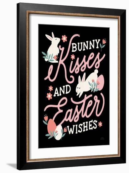 Bunny Kisses II Black-Laura Marshall-Framed Art Print