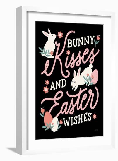 Bunny Kisses II Black-Laura Marshall-Framed Art Print