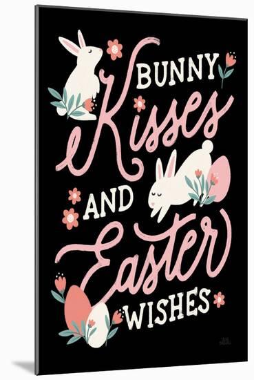 Bunny Kisses II Black-Laura Marshall-Mounted Art Print
