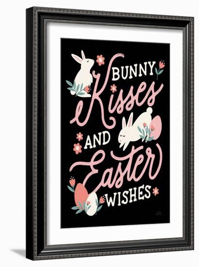 Bunny Kisses II Black-Laura Marshall-Framed Art Print