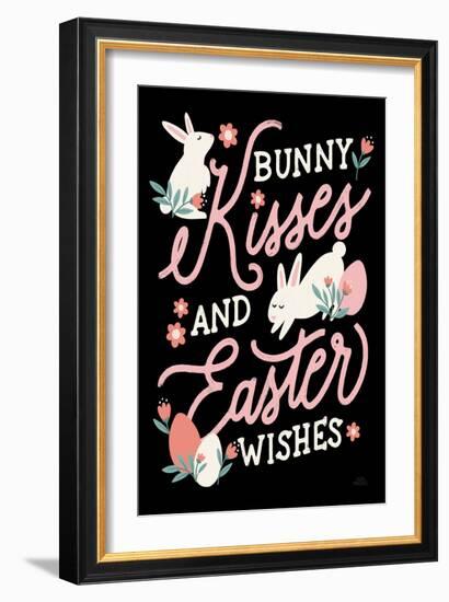 Bunny Kisses II Black-Laura Marshall-Framed Art Print