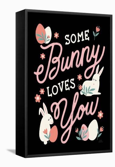 Bunny Kisses III Black-Laura Marshall-Framed Stretched Canvas