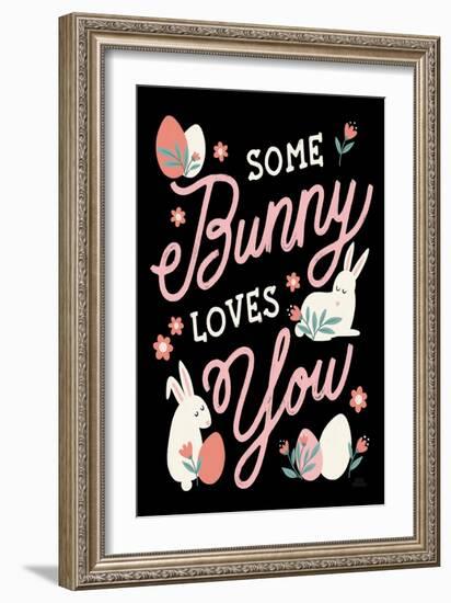 Bunny Kisses III Black-Laura Marshall-Framed Art Print