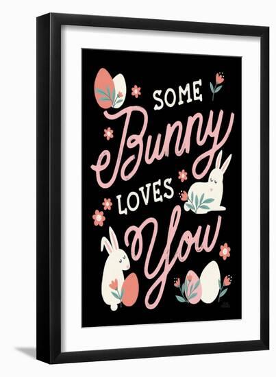 Bunny Kisses III Black-Laura Marshall-Framed Art Print