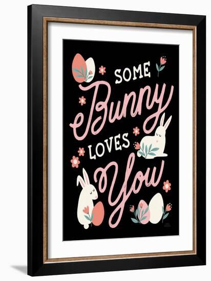 Bunny Kisses III Black-Laura Marshall-Framed Art Print