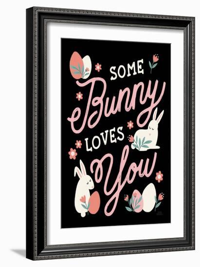 Bunny Kisses III Black-Laura Marshall-Framed Art Print