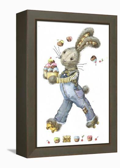 Bunny Rabbit on Roller Skates with Easter Eggs-ZPR Int’L-Framed Premier Image Canvas