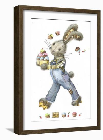 Bunny Rabbit on Roller Skates with Easter Eggs-ZPR Int’L-Framed Giclee Print