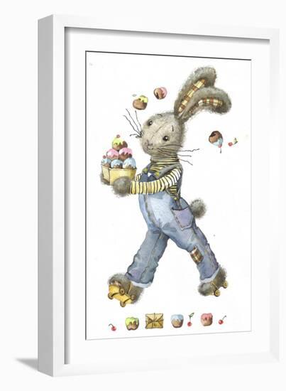 Bunny Rabbit on Roller Skates with Easter Eggs-ZPR Int’L-Framed Giclee Print