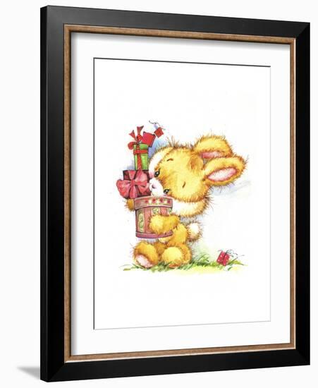 Bunny Rabbit with Gifts-ZPR Int’L-Framed Giclee Print