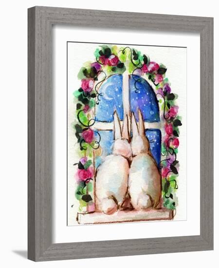 Bunny Rabbits in Window-sylvia pimental-Framed Art Print