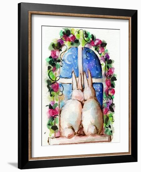 Bunny Rabbits in Window-sylvia pimental-Framed Art Print