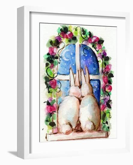 Bunny Rabbits in Window-sylvia pimental-Framed Art Print