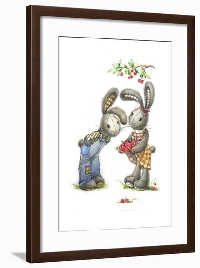 Bunny Rabbits with Cherries-ZPR Int’L-Framed Giclee Print