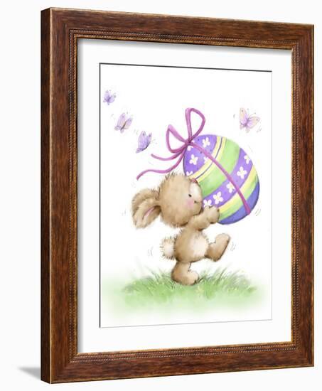 Bunny with Easter Egg-MAKIKO-Framed Giclee Print