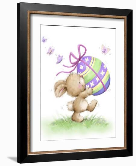 Bunny with Easter Egg-MAKIKO-Framed Giclee Print