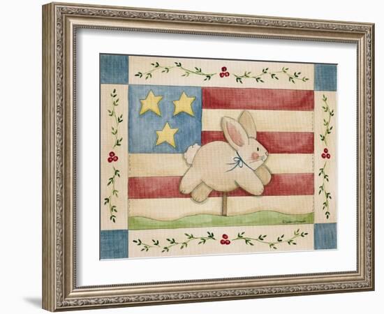 Bunny with Flag Background-Debbie McMaster-Framed Giclee Print