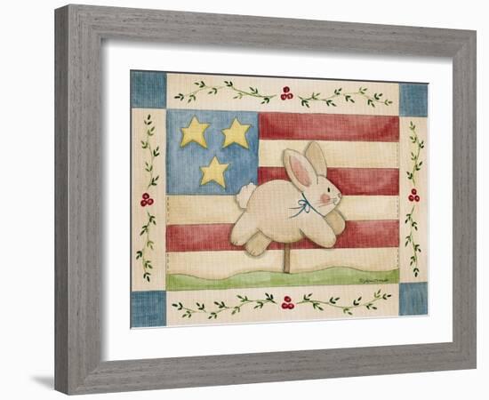 Bunny with Flag Background-Debbie McMaster-Framed Giclee Print