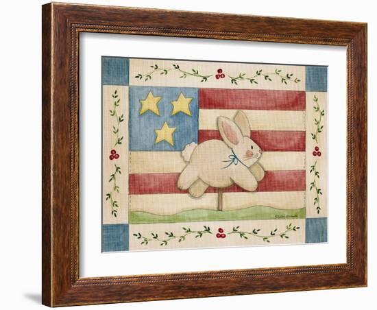 Bunny with Flag Background-Debbie McMaster-Framed Giclee Print