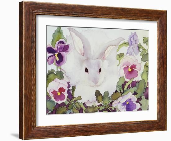 Bunny with Pansies-Carissa Luminess-Framed Giclee Print