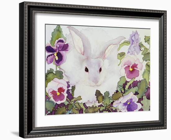 Bunny with Pansies-Carissa Luminess-Framed Giclee Print