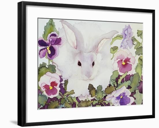 Bunny with Pansies-Carissa Luminess-Framed Giclee Print