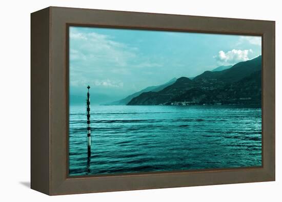 Buoy in Lake Como Near Bellagio Italy-null-Framed Stretched Canvas