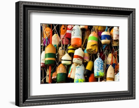 Buoys on a Wall at Apalachicola, Florida, USA-Joanne Wells-Framed Photographic Print