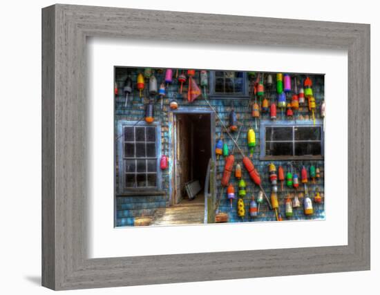 Buoys on an Old Shed at Bass Harbor, Bernard, Maine, USA-Joanne Wells-Framed Photographic Print