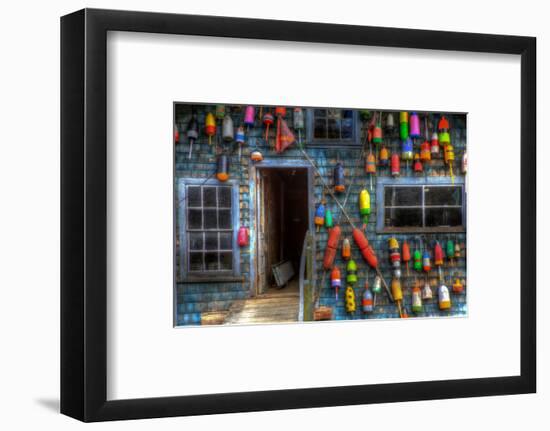 Buoys on an Old Shed at Bass Harbor, Bernard, Maine, USA-Joanne Wells-Framed Photographic Print