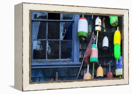 Buoys on an Old Shed at Bernard, Maine, USA-Joanne Wells-Framed Premier Image Canvas