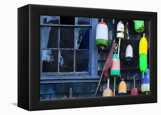 Buoys on an Old Shed at Bernard, Maine, USA-Joanne Wells-Framed Premier Image Canvas