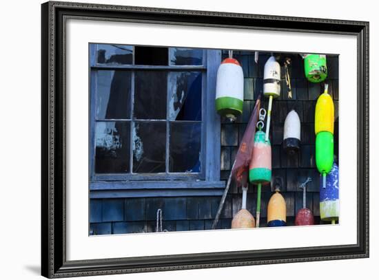 Buoys on an Old Shed at Bernard, Maine, USA-Joanne Wells-Framed Photographic Print