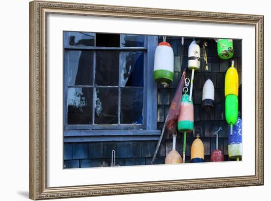 Buoys on an Old Shed at Bernard, Maine, USA-Joanne Wells-Framed Photographic Print