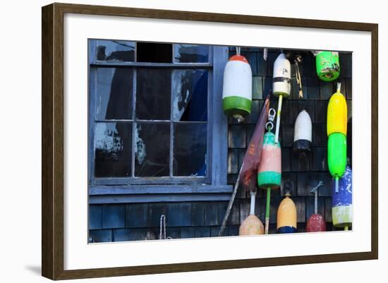 Buoys on an Old Shed at Bernard, Maine, USA-Joanne Wells-Framed Photographic Print