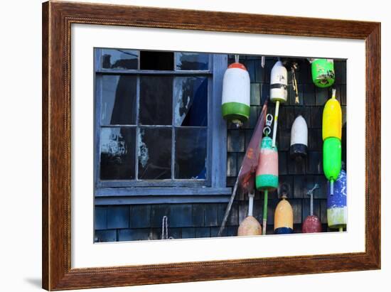 Buoys on an Old Shed at Bernard, Maine, USA-Joanne Wells-Framed Photographic Print