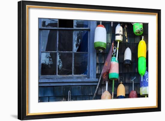 Buoys on an Old Shed at Bernard, Maine, USA-Joanne Wells-Framed Photographic Print