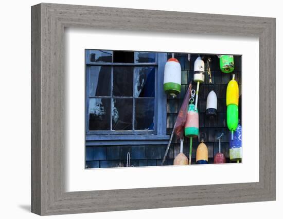 Buoys on an Old Shed at Bernard, Maine, USA-Joanne Wells-Framed Photographic Print