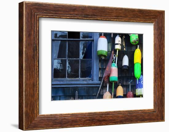 Buoys on an Old Shed at Bernard, Maine, USA-Joanne Wells-Framed Photographic Print