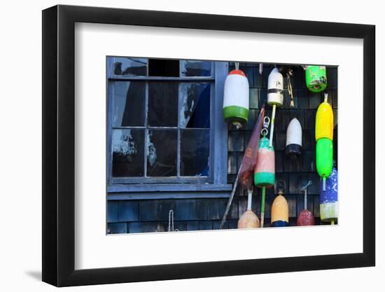 Buoys on an Old Shed at Bernard, Maine, USA-Joanne Wells-Framed Photographic Print