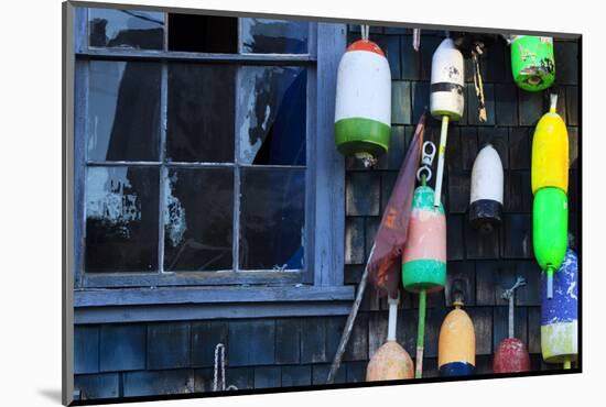 Buoys on an Old Shed at Bernard, Maine, USA-Joanne Wells-Mounted Photographic Print