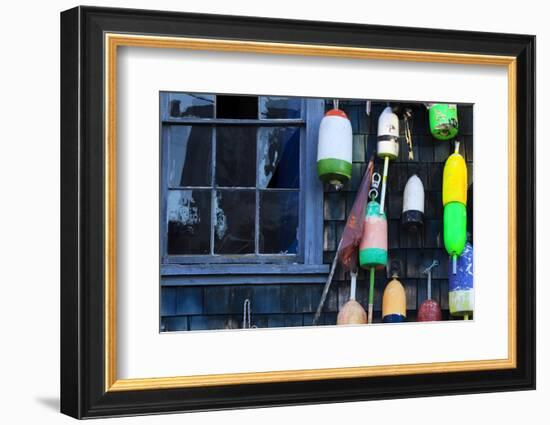 Buoys on an Old Shed at Bernard, Maine, USA-Joanne Wells-Framed Photographic Print