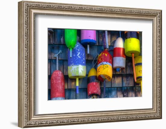 Buoys on an Old Shed at Bernard, Maine, USA-Joanne Wells-Framed Photographic Print