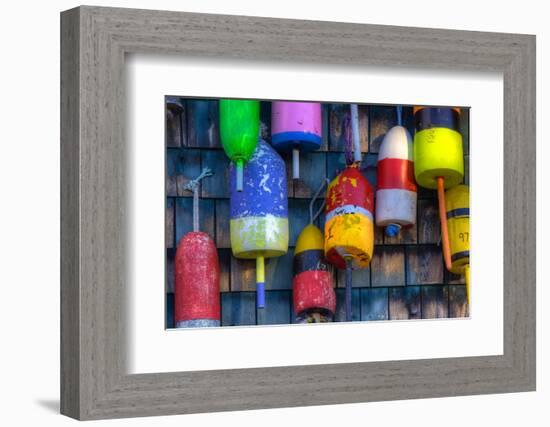 Buoys on an Old Shed at Bernard, Maine, USA-Joanne Wells-Framed Photographic Print